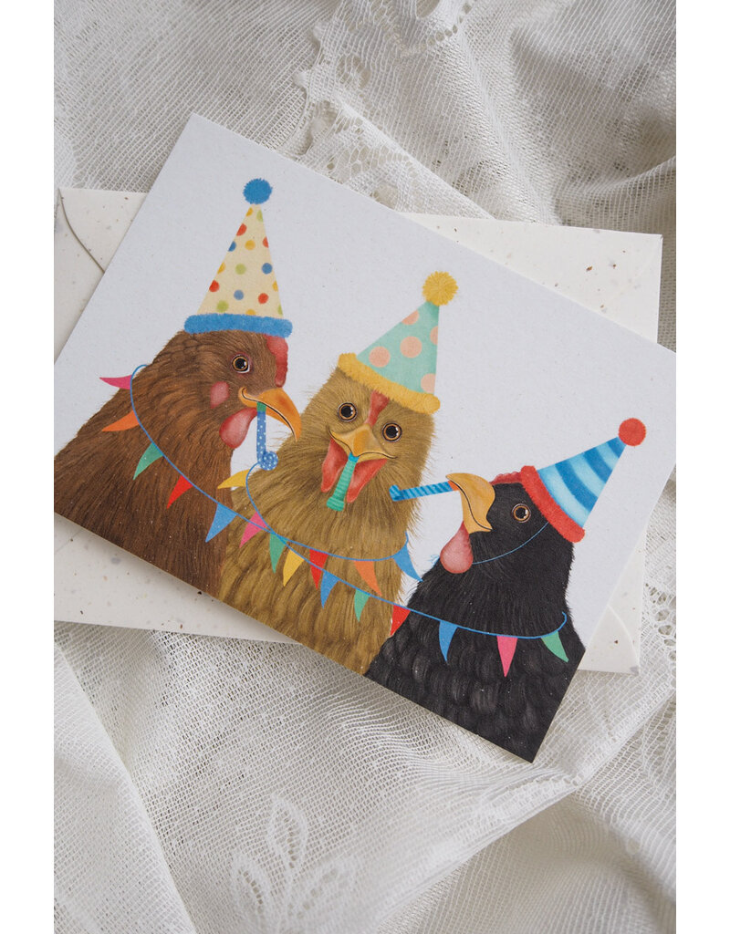 Getekenddoorzusje Dubbele Kaart Kippenfeest