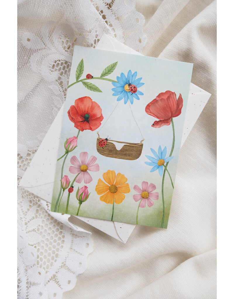 Getekenddoorzusje Dubbele Kaart Bloemenkind