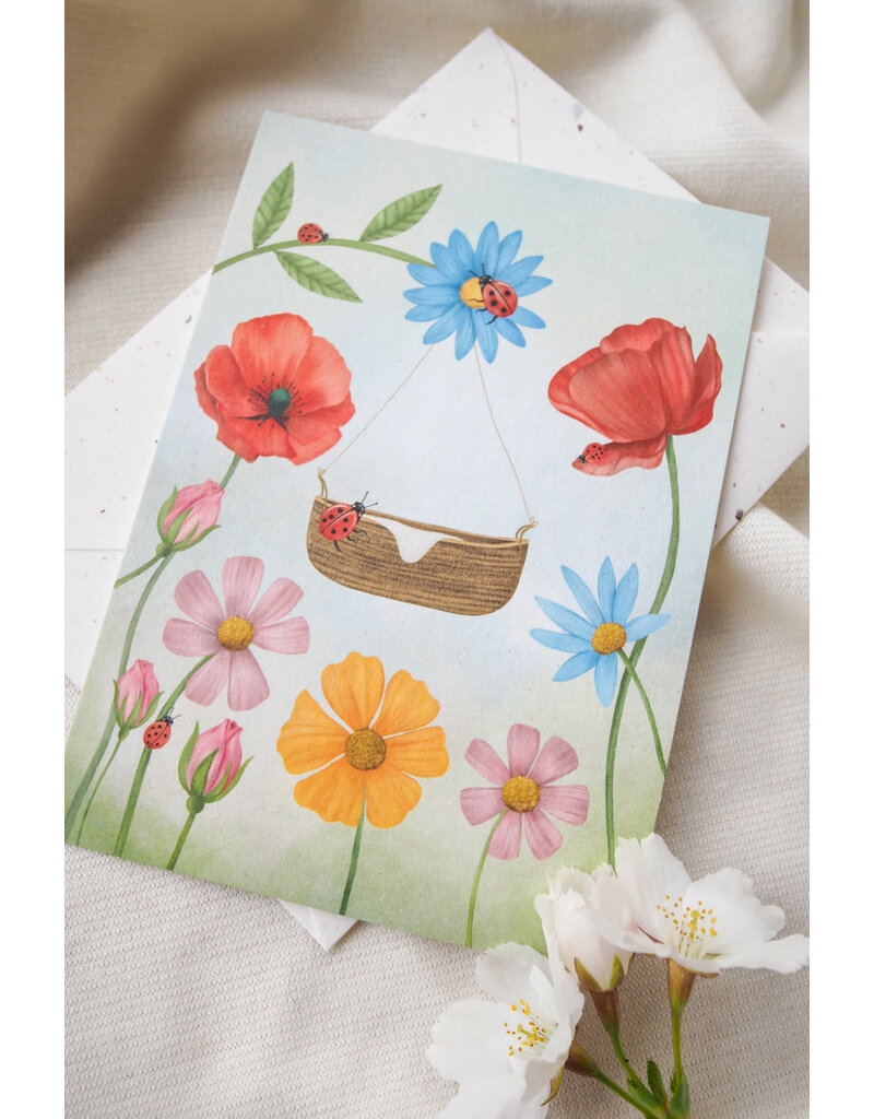 Getekenddoorzusje Dubbele Kaart Bloemenkind