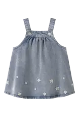 name it Flora Denim Emb Dress Light Blue