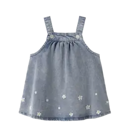 name it Flora Denim Emb Dress Light Blue