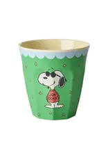 Rice Melamine Cup with Green Snoopy Print