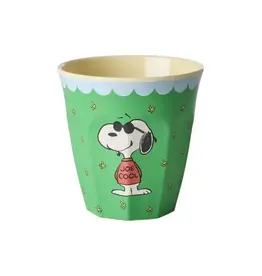 Rice Melamine Cup with Green Snoopy Print