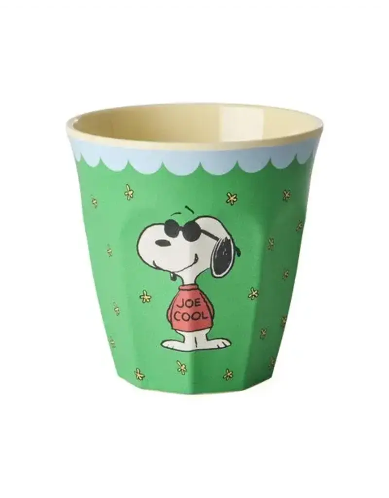 Rice Melamine Cup with Green Snoopy Print