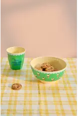 Rice Melamine Cup with Green Snoopy Print