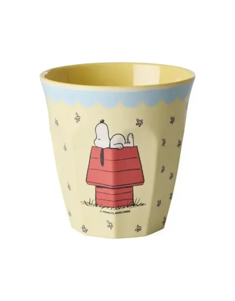 Rice Melamine Cup with Cream Snoopy Print