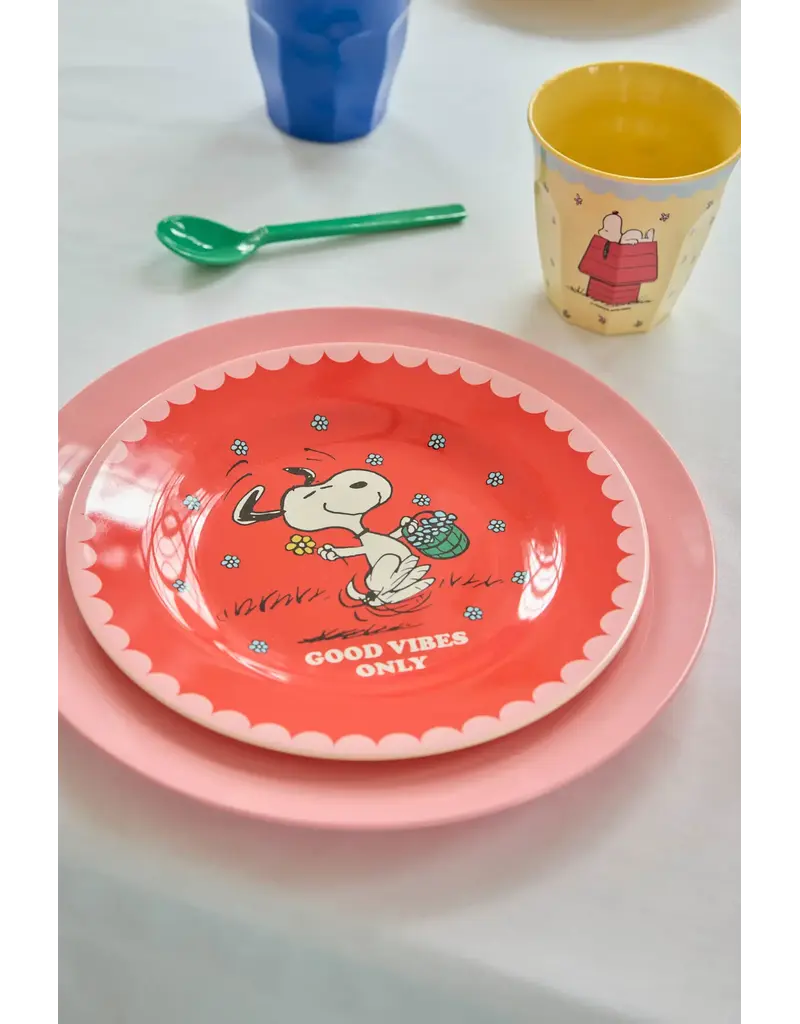 Rice Melamine Cup with Cream Snoopy Print