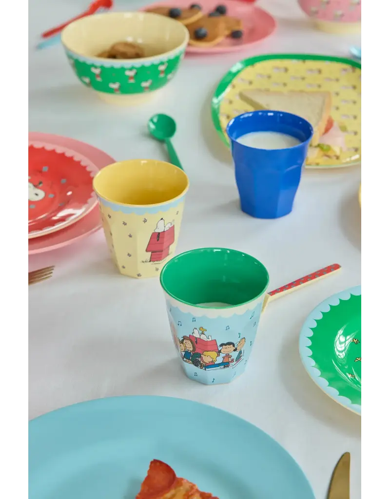 Rice Melamine Cup with Cream Snoopy Print