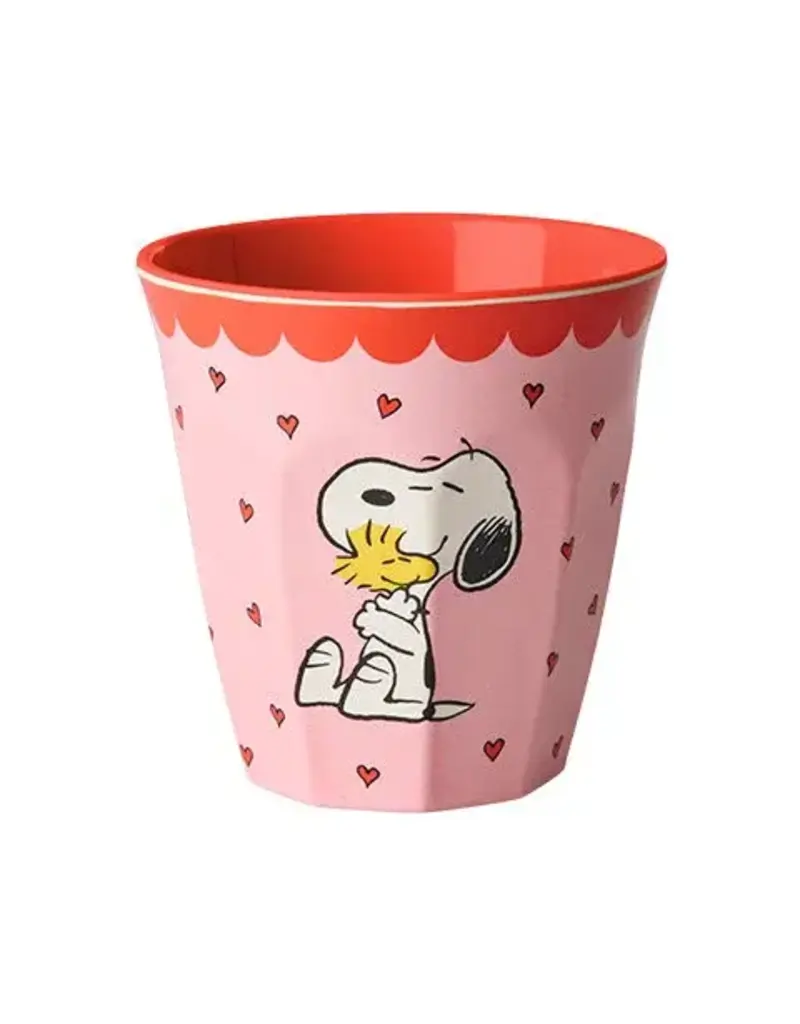 Rice Melamine Cup with Pink Snoopy Print