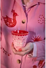 Rice Melamine Cup with Pink Snoopy Print