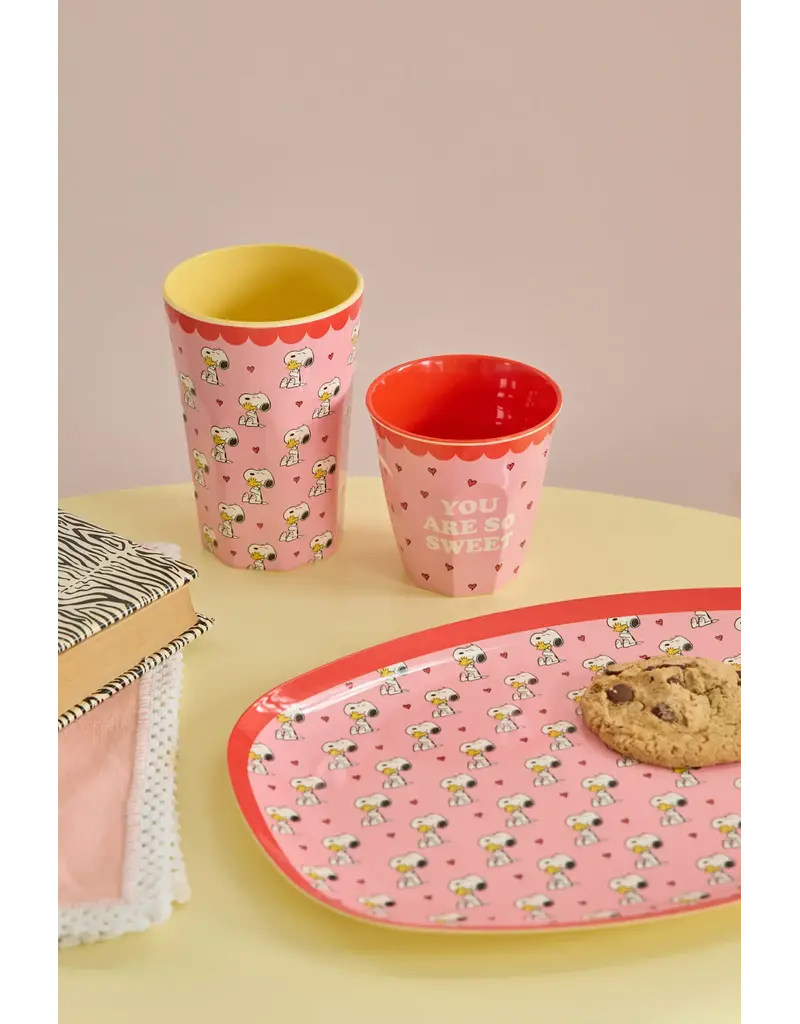Rice Melamine Cup with Pink Snoopy Print