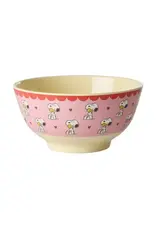 Rice Melamine Bowl with Pink Snoopy Print