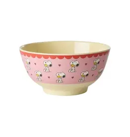 Rice Melamine Bowl with Pink Snoopy Print