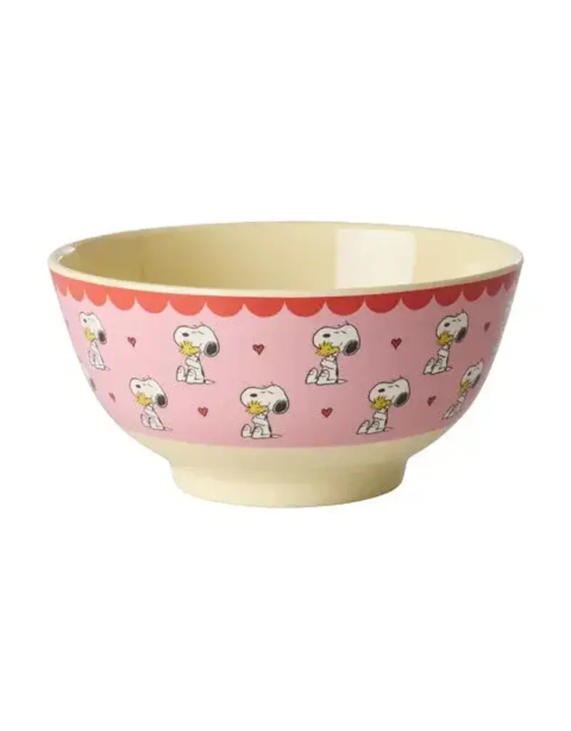 Rice Melamine Bowl with Pink Snoopy Print