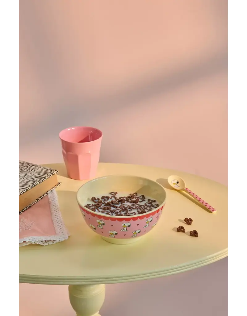 Rice Melamine Bowl with Pink Snoopy Print