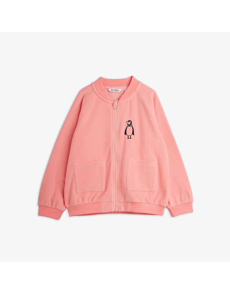 Mini Rodini Penguin emb microfleece jacket Pink