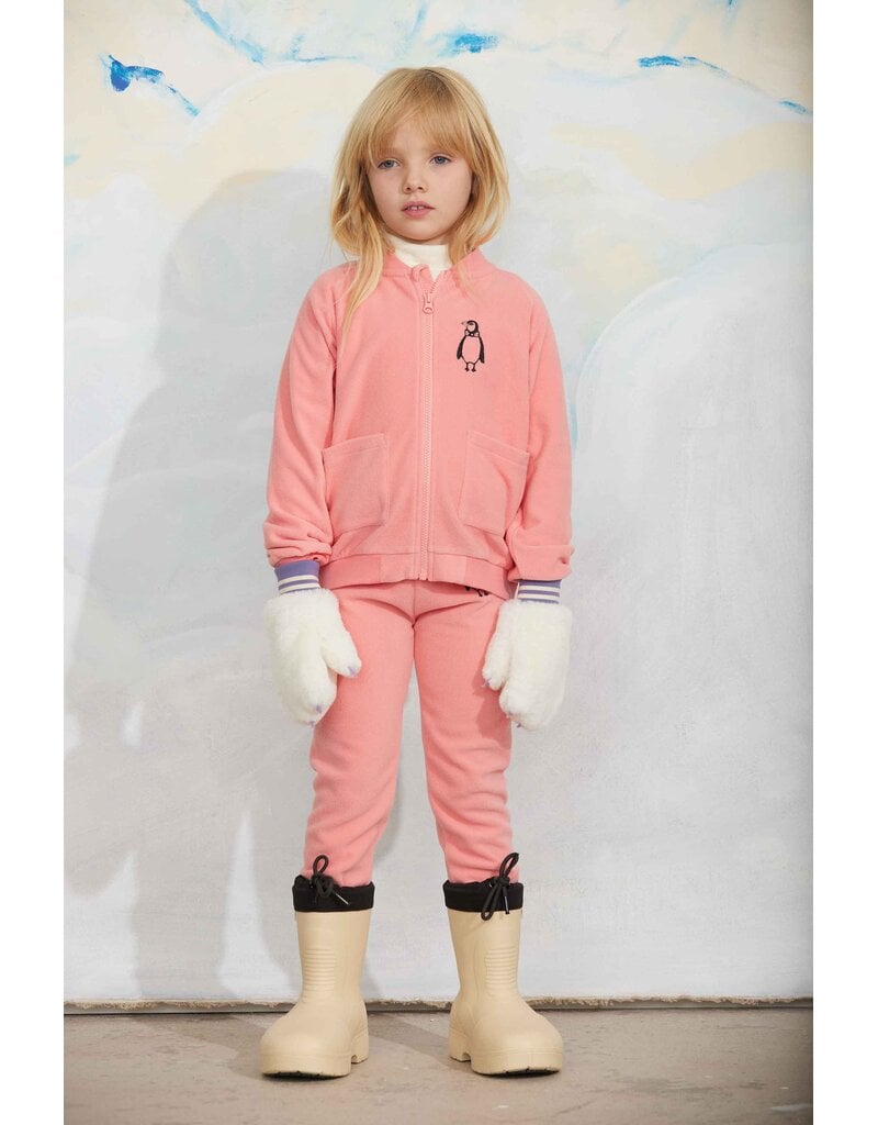 Mini Rodini Penguin emb microfleece jacket Pink