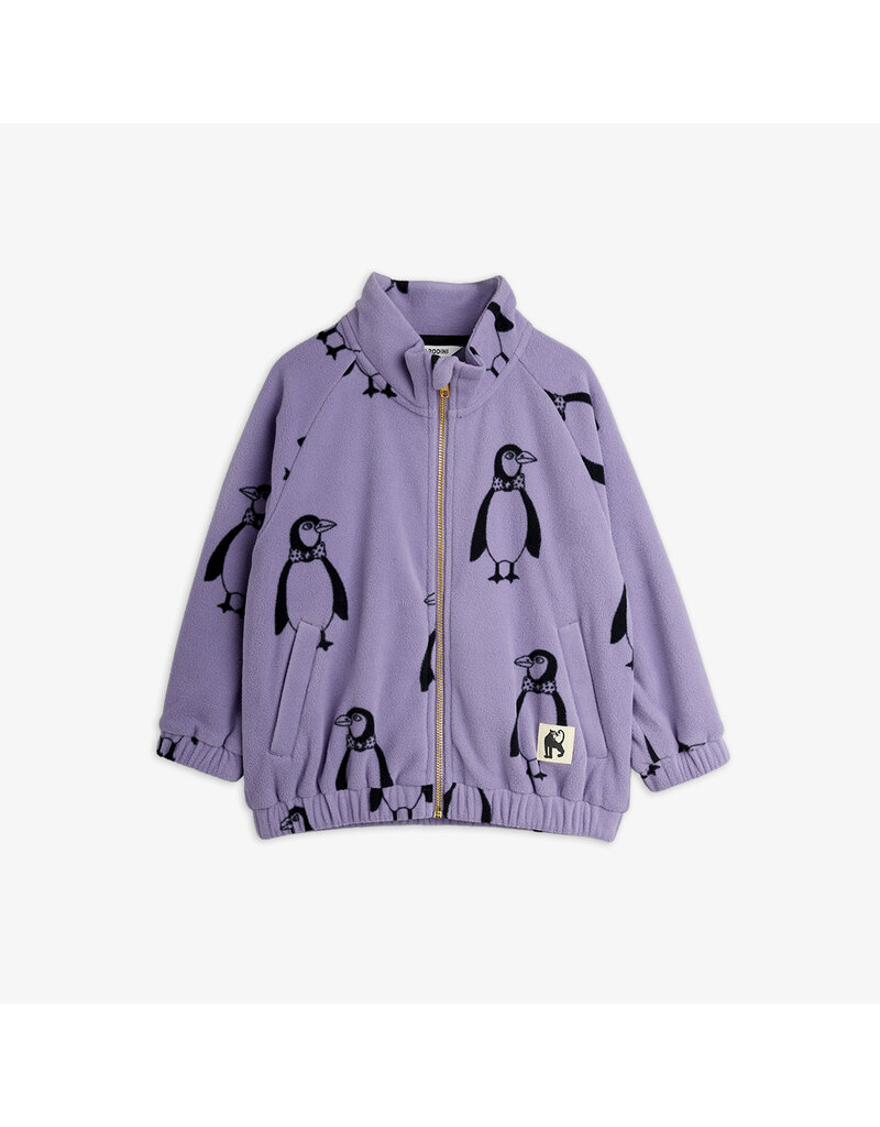 Mini Rodini Penguin aop fleece jacket purple