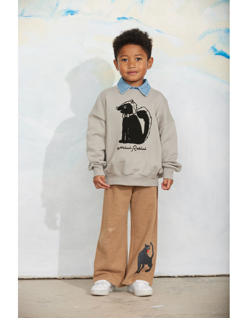 Mini Rodini Skunk chenille sweatshirt grey
