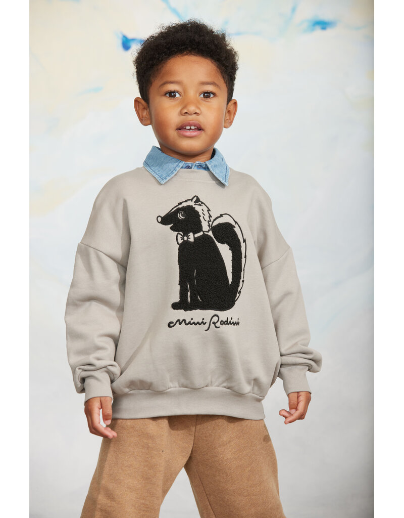 Mini Rodini Skunk chenille sweatshirt grey