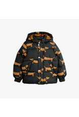 Mini Rodini Dog aop hooded puffer black
