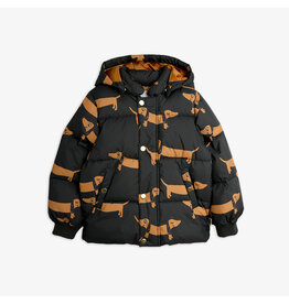 Mini Rodini Dog aop hooded puffer black