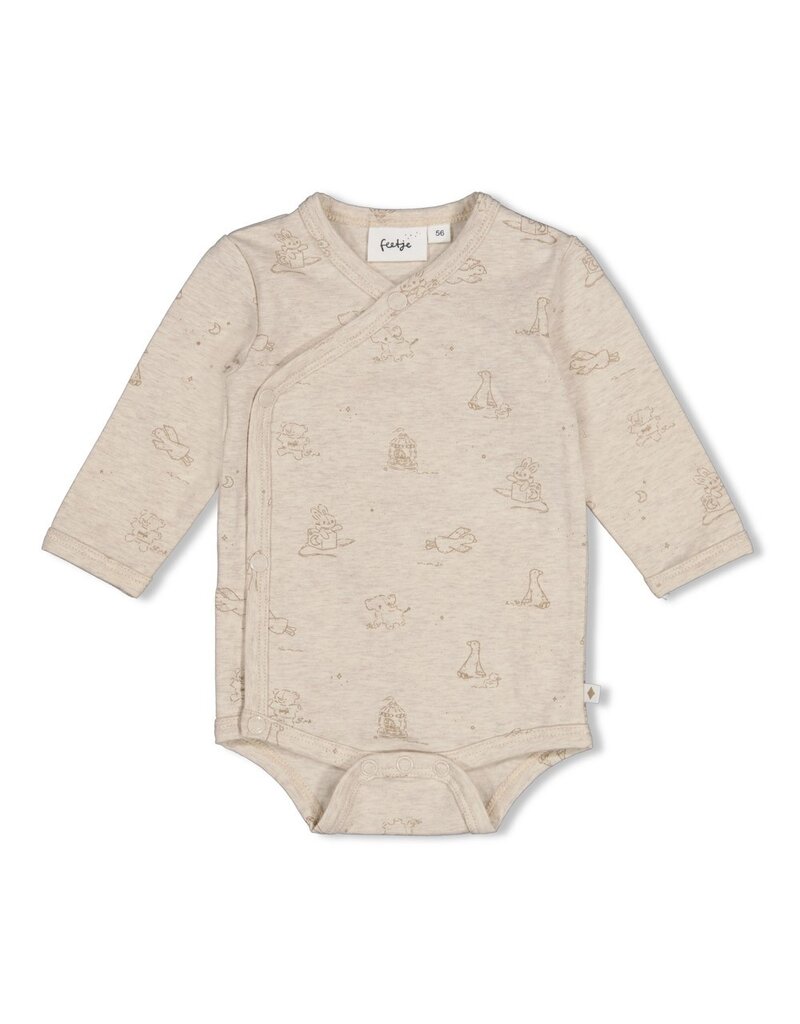 Feetje Wikkelromper AOP - The Cuddle Company Taupe Melange