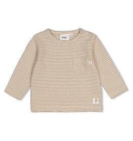 Feetje Longsleeve rib met streep - Over the Moon for You Taupe
