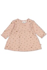 Feetje Jurk pointelle rib AOP - Fall in Love Roze Melange