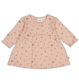 Feetje Jurk pointelle rib AOP - Fall in Love Roze Melange