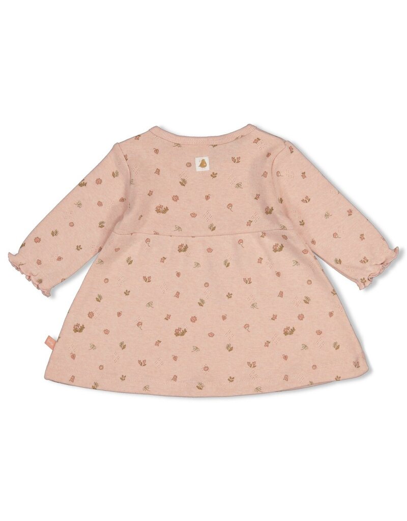 Feetje Jurk pointelle rib AOP - Fall in Love Roze Melange