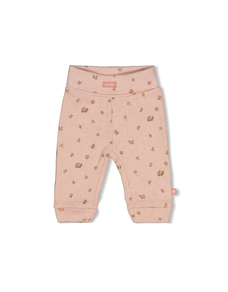 Feetje Broek pointelle rib AOP - Fall in Love Roze Melange