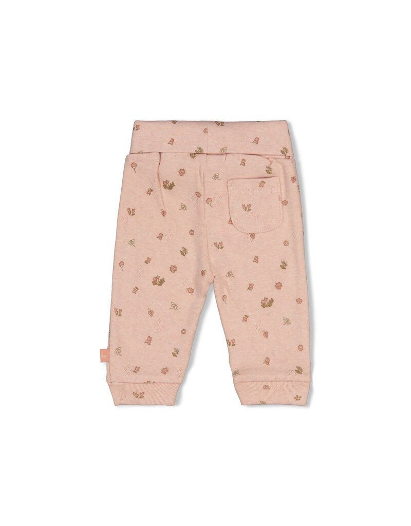 Feetje Broek pointelle rib AOP - Fall in Love Roze Melange