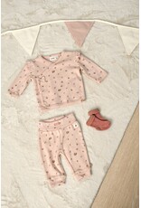 Feetje Broek pointelle rib AOP - Fall in Love Roze Melange