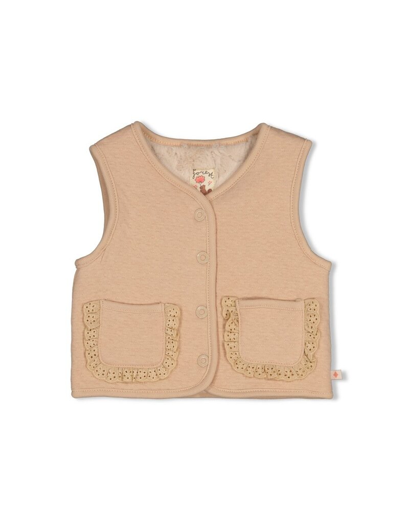 Feetje Omkeerbaar fake fur gilet - Forest Garden Zand