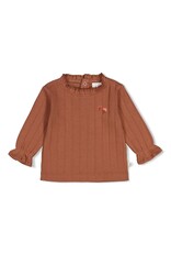 Feetje Longsleeve pointelle rib - Forest Garden Bruin