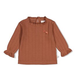 Feetje Longsleeve pointelle rib - Forest Garden Bruin