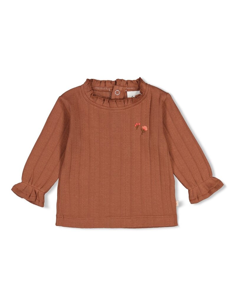 Feetje Longsleeve pointelle rib - Forest Garden Bruin