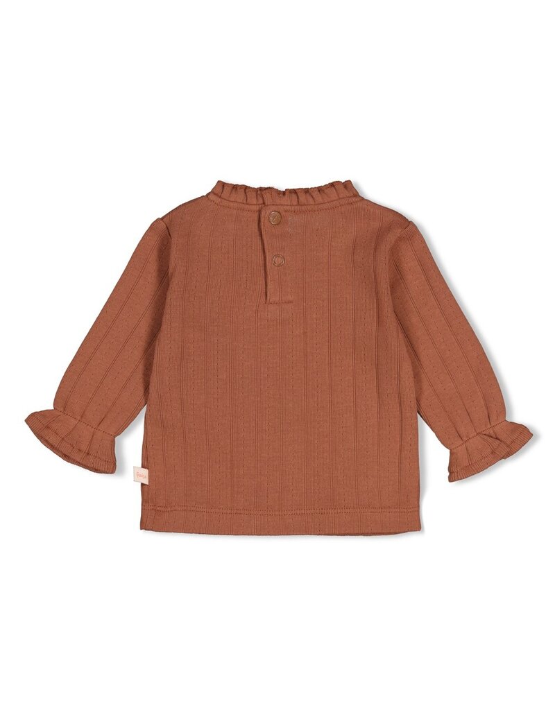 Feetje Longsleeve pointelle rib - Forest Garden Bruin