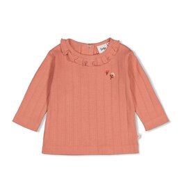 Feetje Longsleeve pointelle rib - Forest Garden Roze
