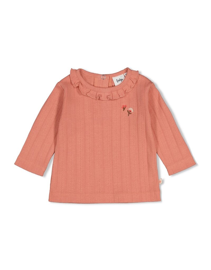 Feetje Longsleeve pointelle rib - Forest Garden Roze