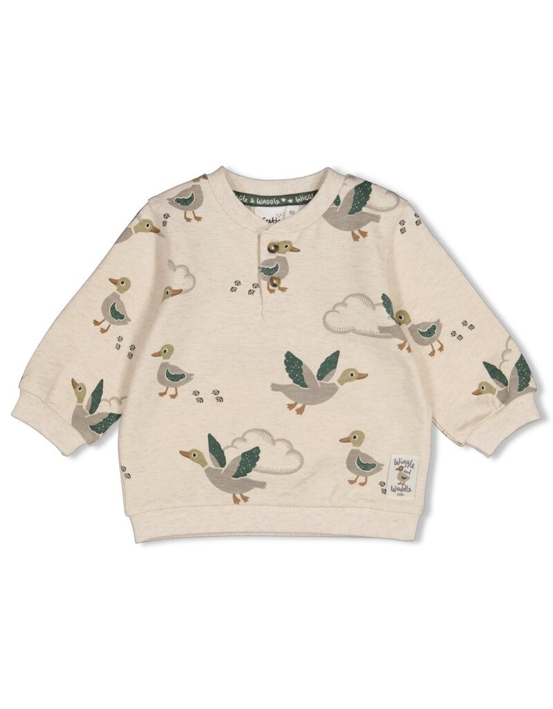 Feetje Sweater AOP - Wiggle and Waddle Offwhite Melange