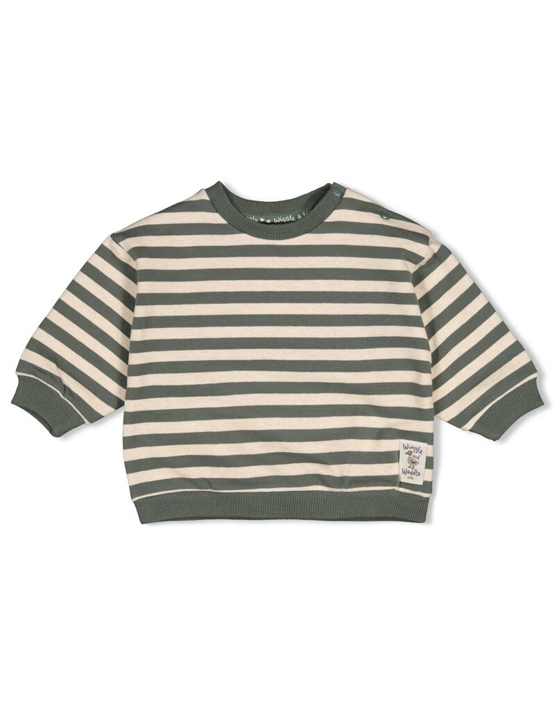Feetje Sweater streep oversized - Wiggle and Waddle Groen