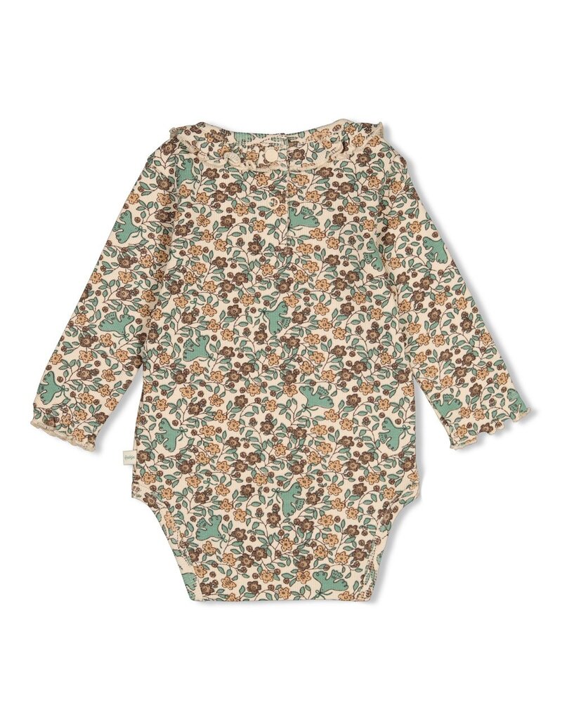 Feetje Romper rib AOP - Lucky Bloombird Offwhite