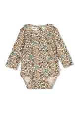 Feetje Romper rib AOP - Lucky Bloombird Offwhite