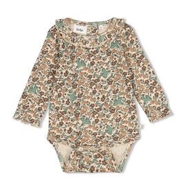 Feetje Romper rib AOP - Lucky Bloombird Offwhite