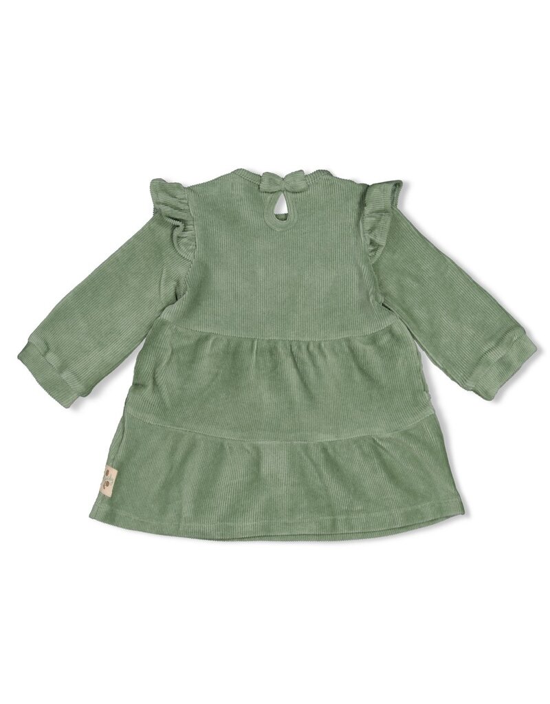 Feetje Jurk velours rib - Lucky Bloombird Jade Groen