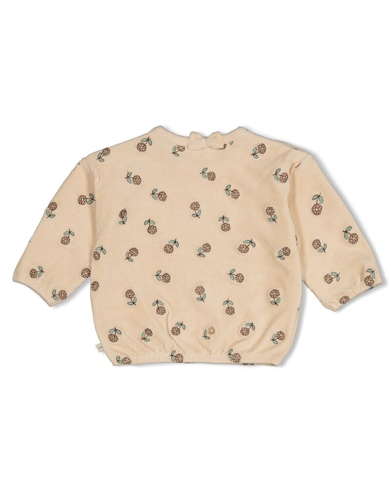 Feetje Sweater velours rib met borduursels - Lucky Bloombird