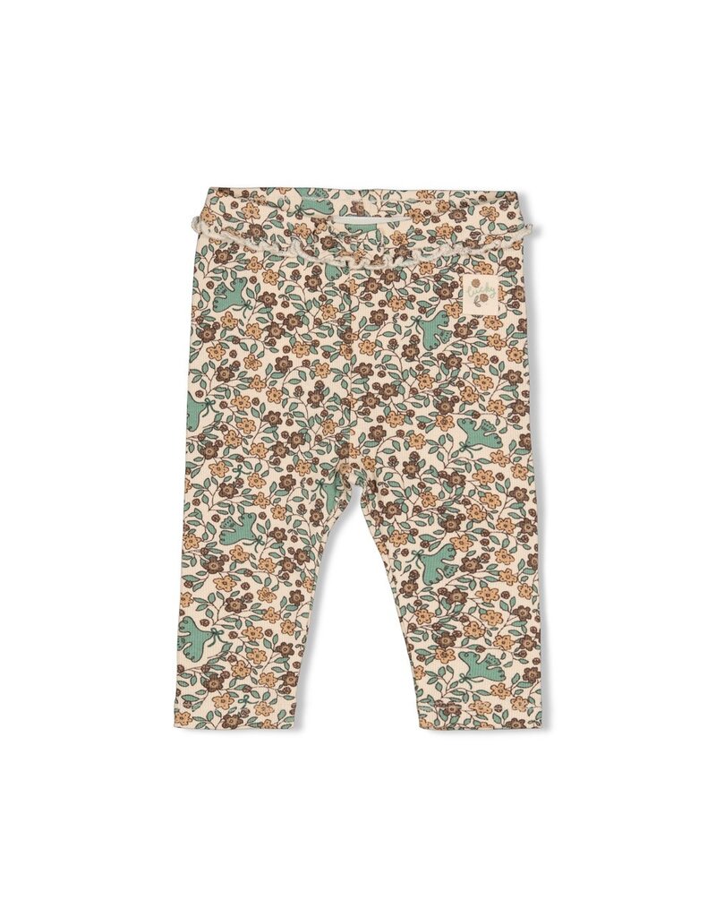 Feetje Legging rib AOP - Lucky Bloombird Offwhite
