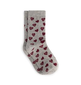 Charlie Petite Seven Socks Grey Melange with Bordeaux